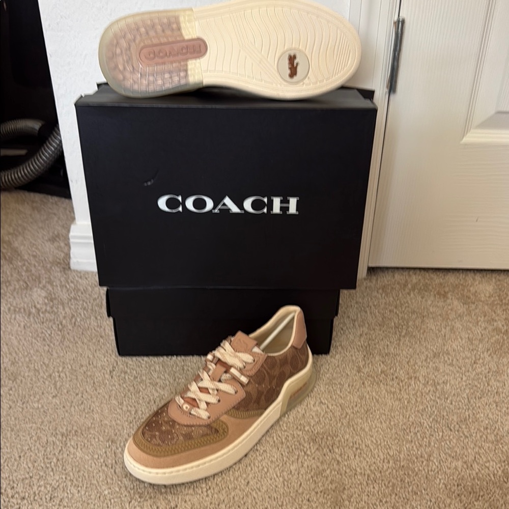 Coach Brown and Cream Sneakers Minimalist Design - Picture 1 of 3